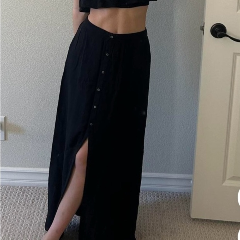 Hollister black maxi, button down split skirt
